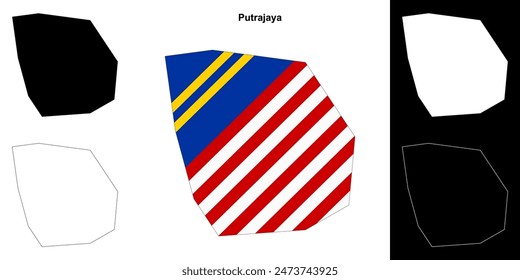 Putrajaya state outline map set