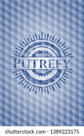 Putrefy blue hexagon badge. Vector Illustration. Detailed.