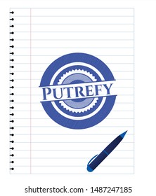 Putrefy drawn with pen. Blue ink. Vector Illustration. Detailed.