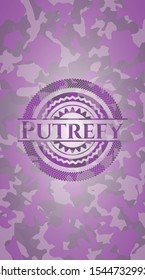 Putrefy pink and purple on camo pattern. Vector Illustration. Detailed.