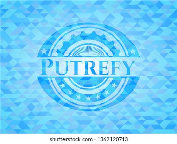 Putrefy realistic sky blue emblem. Mosaic background