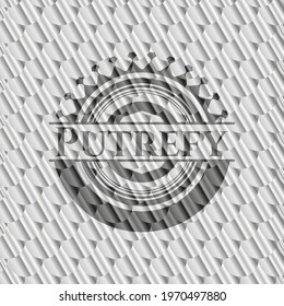 Putrefy silver color badge or emblem. Scales pattern. Vector Illustration. Detailed. 