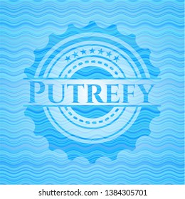 Putrefy sky blue water style emblem. Vector Illustration. Detailed.