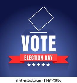 Puts voting ballot in ballot box. Voting and election concept. Make a choice image. Vote illustration. 