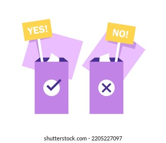 Puts voting ballot in ballot box. Voting and election concept