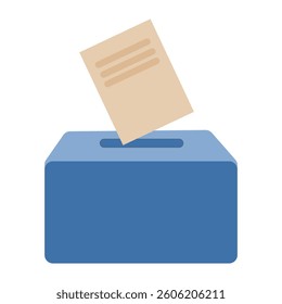 Puts voting ballot in ballot box. Voting and election concept