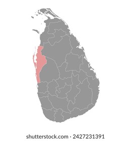 Puttalam District map, administrative division of Sri Lanka. Vector illustration.