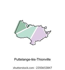 Puttelange Les Thionville City Map illustration. Simplified map of Germany Country vector design template