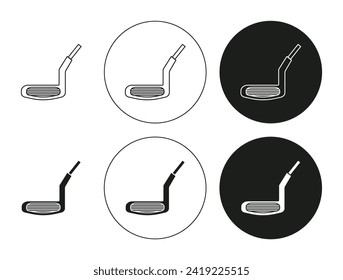 Putter vector line logo art icon mark. Putter outline drawing set