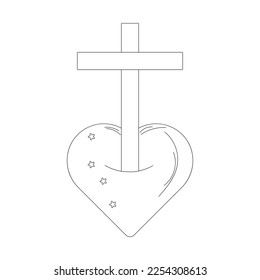 Putting the heart and the cross together. Deep respect and outward expressions of good will are attributed to Jesus. The stars are used to commemorate the Easter Sunday.