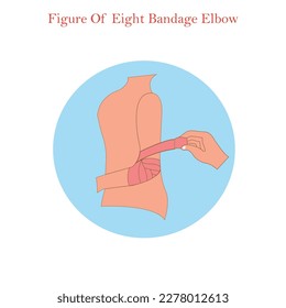 Putting on a spiral bandage is used in first aid, figure of eight bandage elbow, medical concept