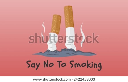 Putting out the cigarette on the ground. Say no to smoking concept. World No Tobacco Day concept design. Vector illustration.