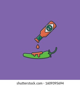 Putting sauce on a chili pepper vector illustration for Hot Sauce Day on January 22. 