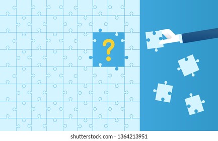 Putting together a puzzle,vector illustration.
EPS 10.
