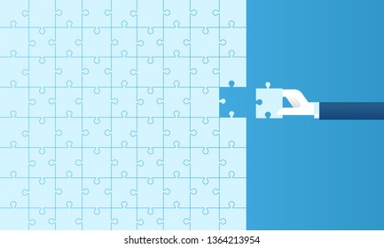 Putting together a puzzle,vector illustration.
EPS 10.
