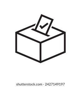 Putting vote into ballot box, Voting or inserting paper, Election concept, Simple line design for web site, logo, app, UI, Vector illustration