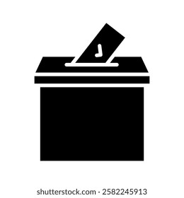 Putting vote into ballot box, Voting or inserting paper, Election concept, Silhouette design for web site, logo, app, UI, Vector illustration
