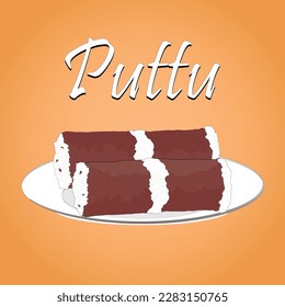 Vector dibujado a mano Puttu, comida de Kerala, ilustración de comida del sur de India