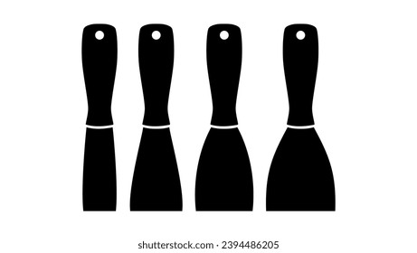 Putty Knife, black isolated silhouette