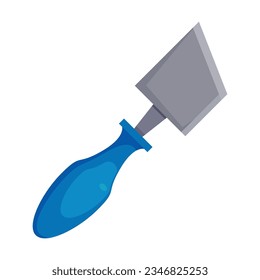 Putty knife with cutting edge on white background. Tool for carpentry and woodcarving cartoon illustration. Woodwork and renovation concept
