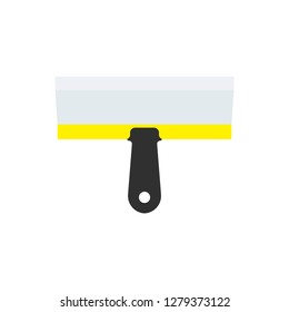 Putty knife equipment builder tape brush vector icon. Construction repair cement spatula bricklayer flat tool scraper