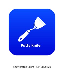 Putty knife icon blue vector isolated on white background