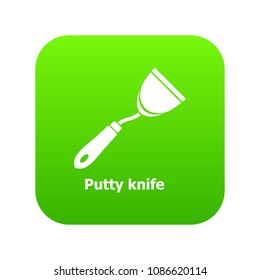 Putty knife icon green vector isolated on white background
