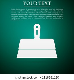 Putty knife icon isolated on green background. Spatula repair tool. Spackling or paint instruments. Flat design. Vector Illustration