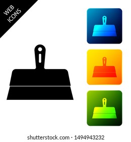 Putty knife icon isolated. Spatula repair tool. Spackling or paint instruments. Set icons colorful square buttons. Vector Illustration