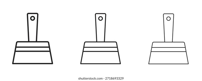 Conjunto de pictograma negro con logotipo de cuchillo de masilla. arte de contorno de línea delgada.