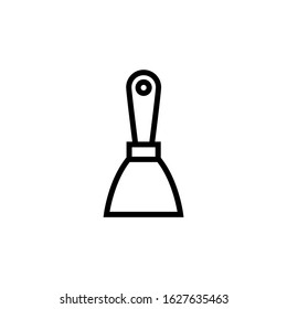 Putty knife icon symbol  in linear, outline style isolated on white background