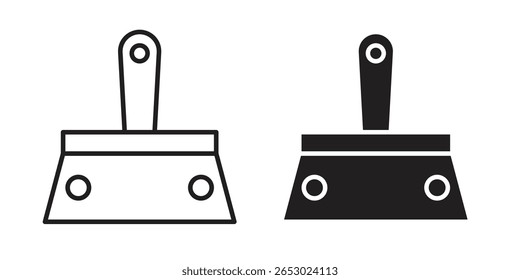 Putty knife icon symbol set in black. line and flat icons
