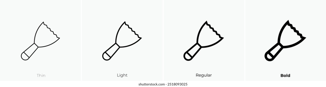 Kittmesser-Symbol. Dünnes, helles Design im regulären und kühlen Stil, einzeln auf weißem Hintergrund