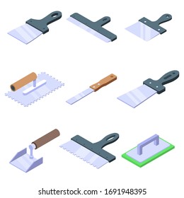 Putty knife icons set. Isometric set of putty knife vector icons for web design isolated on white background