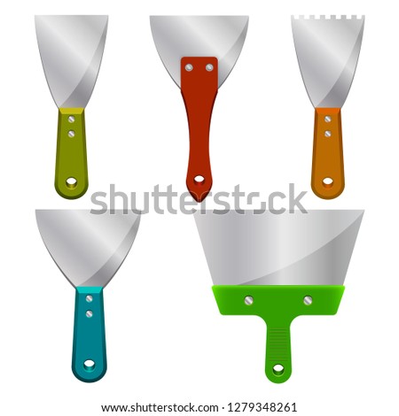 Putty knife on a white background. Building tool. Spackling instrument. Spatula for finishing work. Vector illustration.