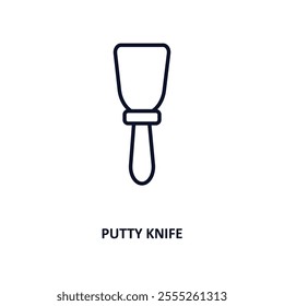 putty knife outline icon.  Thin line icon from construction tools collection. Editable vector isolated on white background