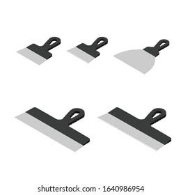 Putty knife set vector isolated on white background isometric view