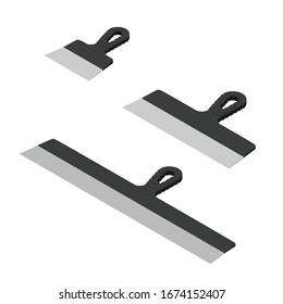 Putty knife set vector isolated on white background isometric view