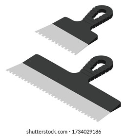 Putty knife set vector isolated on white background isometric view