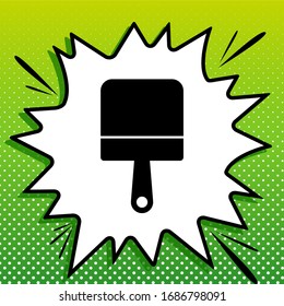 Putty knife sign. Black Icon on white popart Splash at green background with white spots. Illustration.