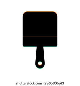 Putty knife sign. Black Icon with vertical effect of color edge aberration at white background. Illustration.