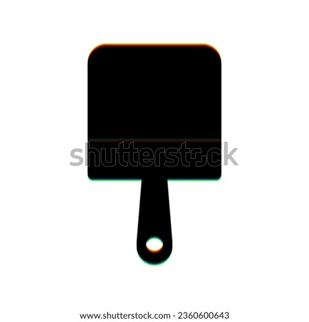 Putty knife sign. Black Icon with vertical effect of color edge aberration at white background. Illustration.