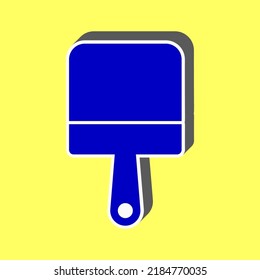 Putty knife sign. Blue Icon with white stroke in 3d at yellow Background. Illustration.