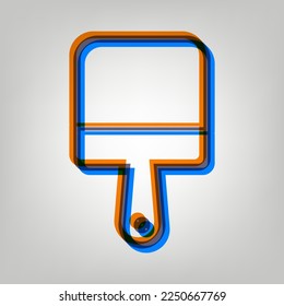 Putty knife sign. Stroked Icon in orange, azure and old lavender Colors at gray Background. Illustration.