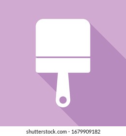 Putty knife sign. White Icon with long shadow at purple background. Illustration.