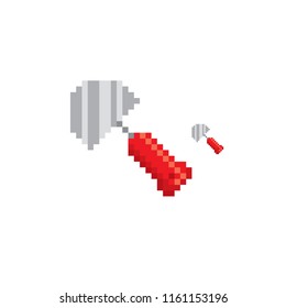 Putty knife, spatula. Old school computer graphic style. Decorative element design for logo, sticker, web, mobile app. Game assets 8-bit sprite. Flat illustration