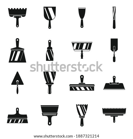 Putty knife tool icons set. Simple set of putty knife tool vector icons for web design on white background