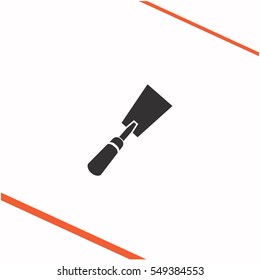 Putty knife vector grey icon on white background. Putty knife symbol stock bitmap illustration. Business picture.