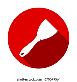 Putty Knife Vector Icon. Isolated on red background with long shadow