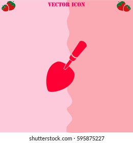 Putty knife vector  icon. Strawberry Background.